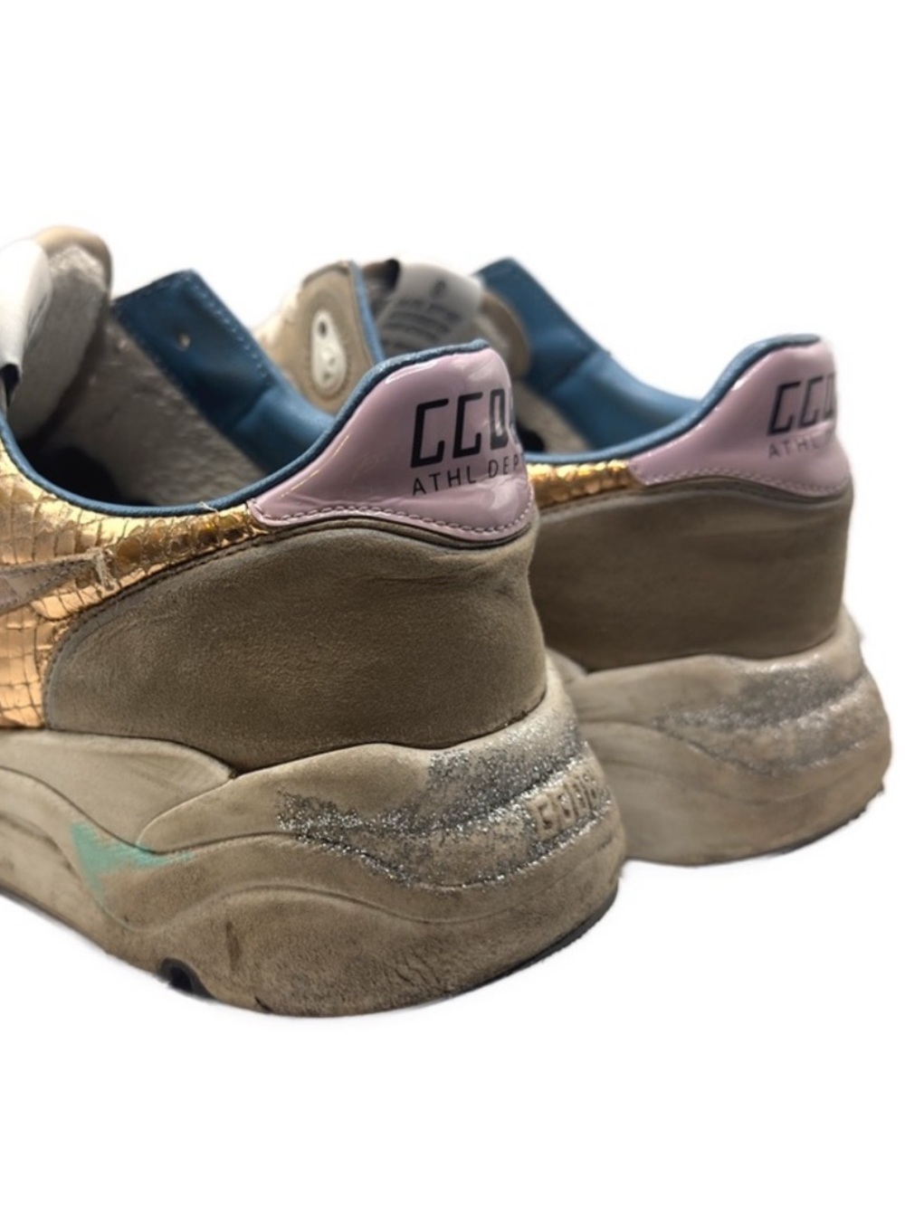 Golden Goose Running Tan and Gold Sneakers 40 - Picture 13 of 15